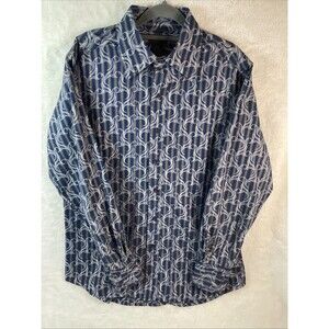 J. Ferrar Men's Modern Fit Shirt Navy With Beige Size M/M 15-15 1/2